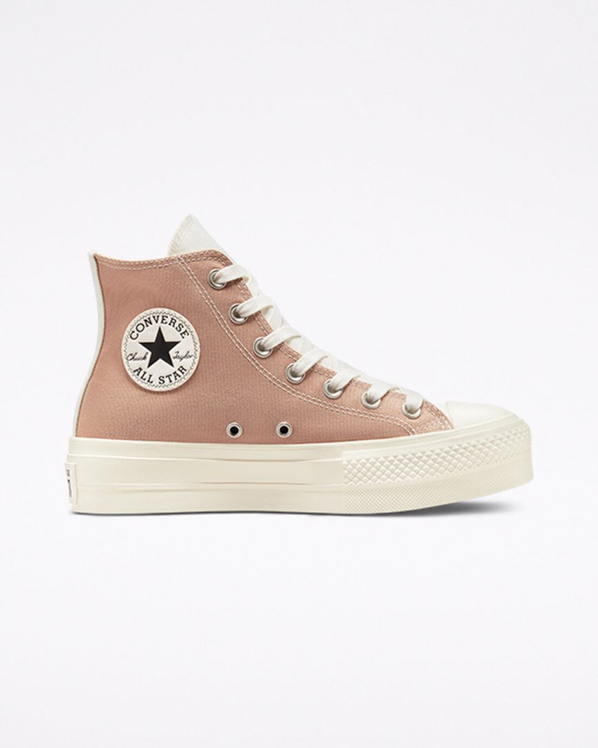 Women\'s Converse Chuck Taylor All Star Lift Tri-Panel High Top Platform Shoes Apricot / Grey | AU 06458R